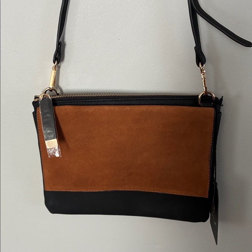 NWT Moda Luxe Reagan Crossbody Black|Camel Vegan Leather|Suede Women's Bag - Picture 3 of 6